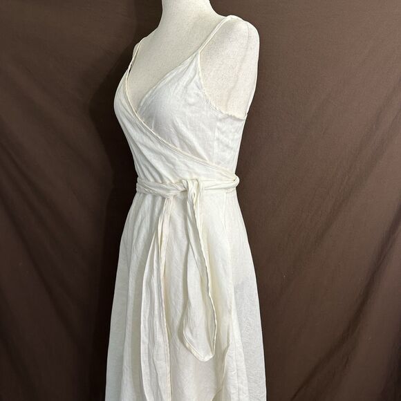 $365 Claude Tulum 100% Linen Alex Wrap Dress One Size Classic - Picture 5 of 8
